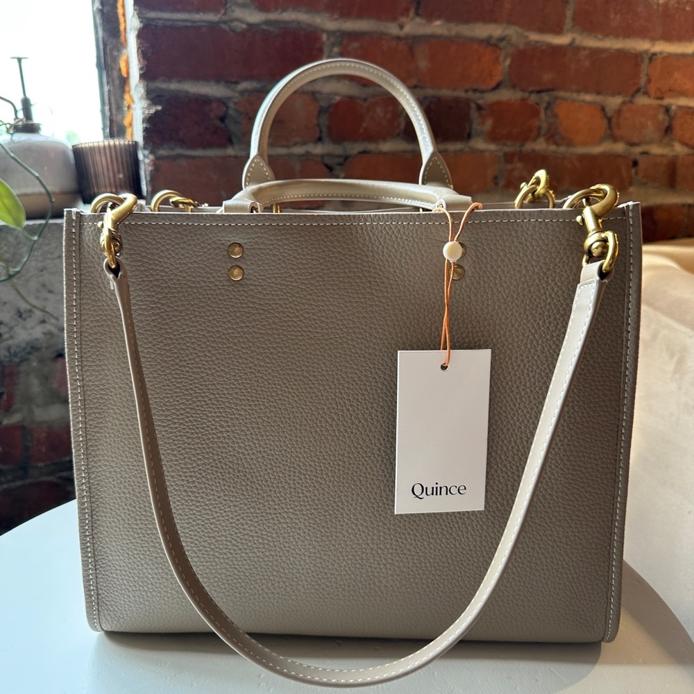 Italian Leather Medium Convertible Satchel (Taupe)